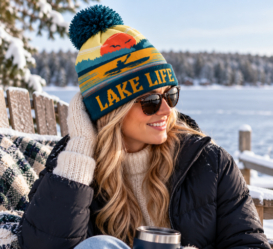 Lake Life Sunset Pom Pom Toque