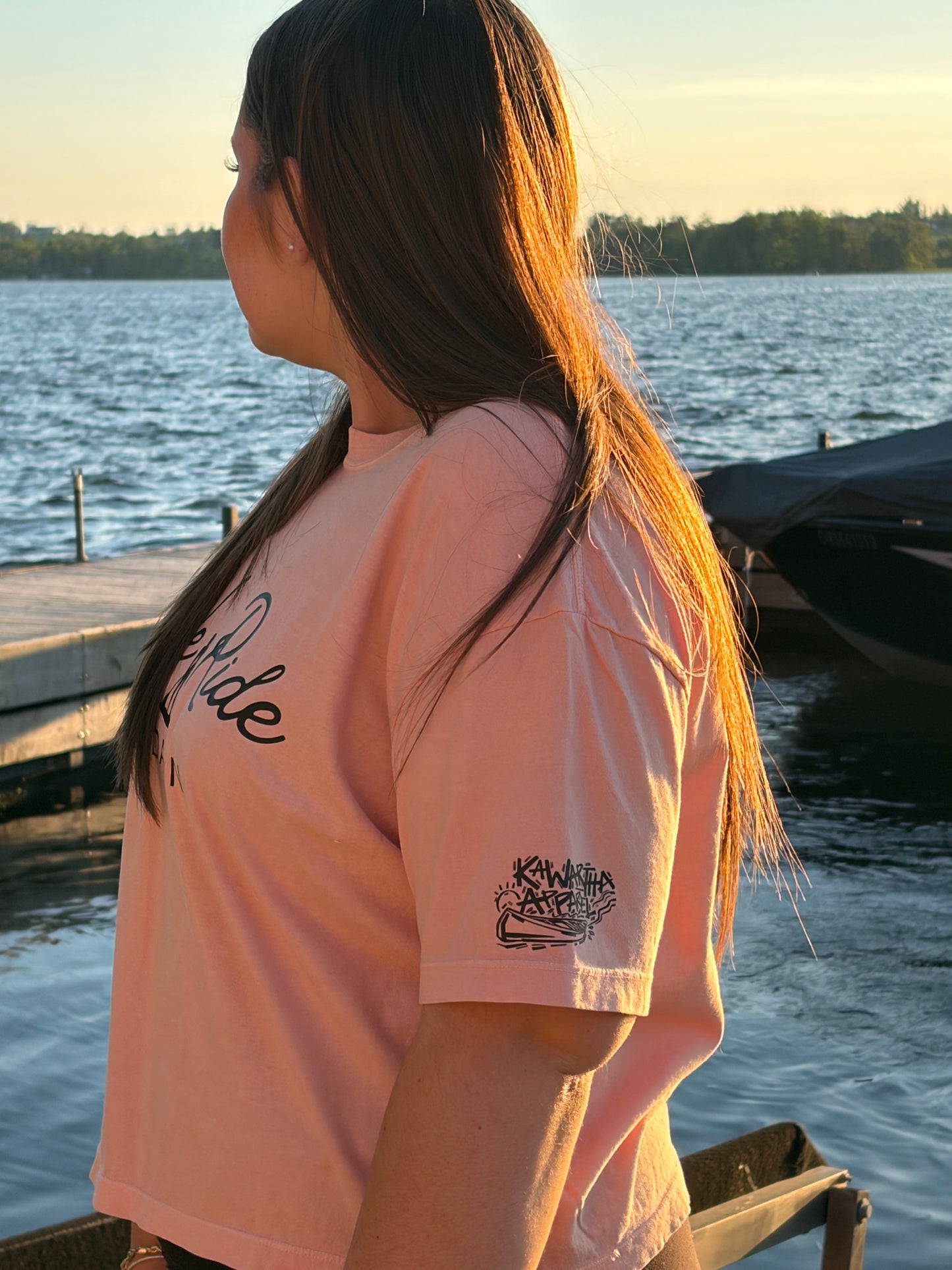 We Ride At Dawn Crop Tee - Beachy Peachy