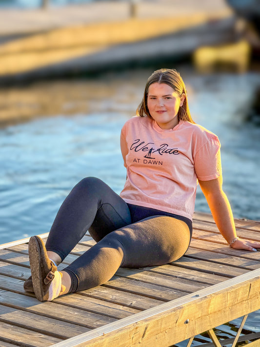 We Ride At Dawn Crop Tee - Beachy Peachy