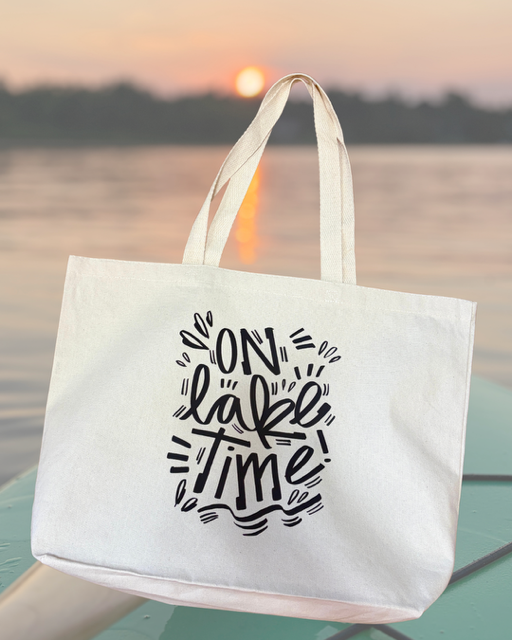 On Lake Time Canvas Tote Bag | Large Cotton Tote | Artwork by Jason Wilkins