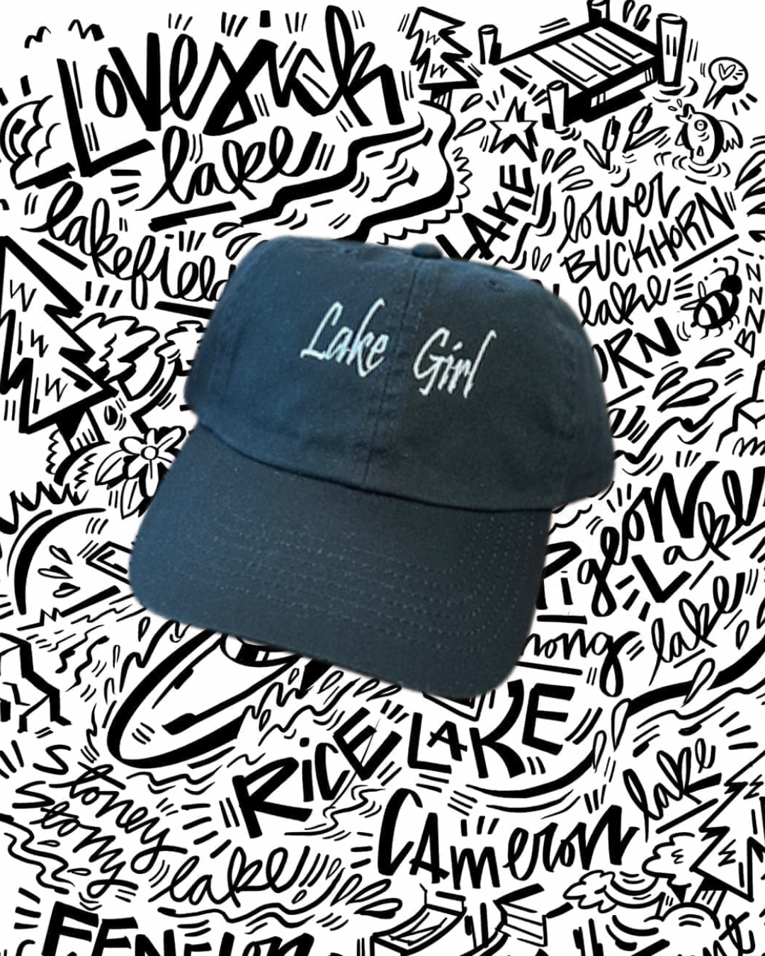 Lake Girl Black Dad Hat