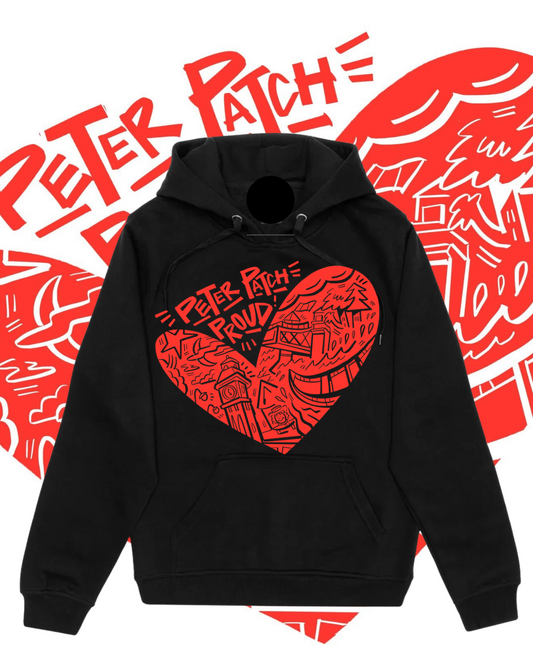 PETER PATCH PROUD - Wilkins x Kawartha Apparel Collab Hoodie - Red on Black